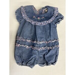 Vintage 90s Denim Momento Bubble Romper Size 2T